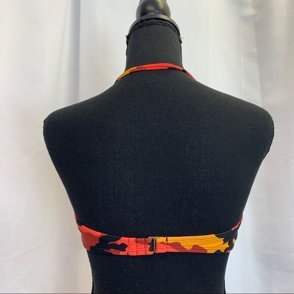 Malibu dream girl orange camo eyelet Lace-up bandeau bikini top Sz S NWOT - Picture 8 of 12